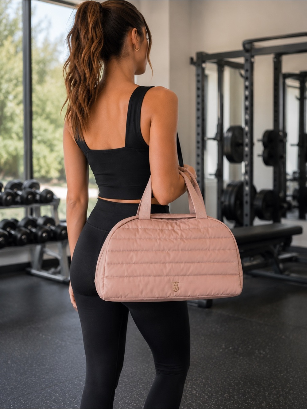 Victoria's Secret Quilted Weekender Duffel Bag Tote Pink